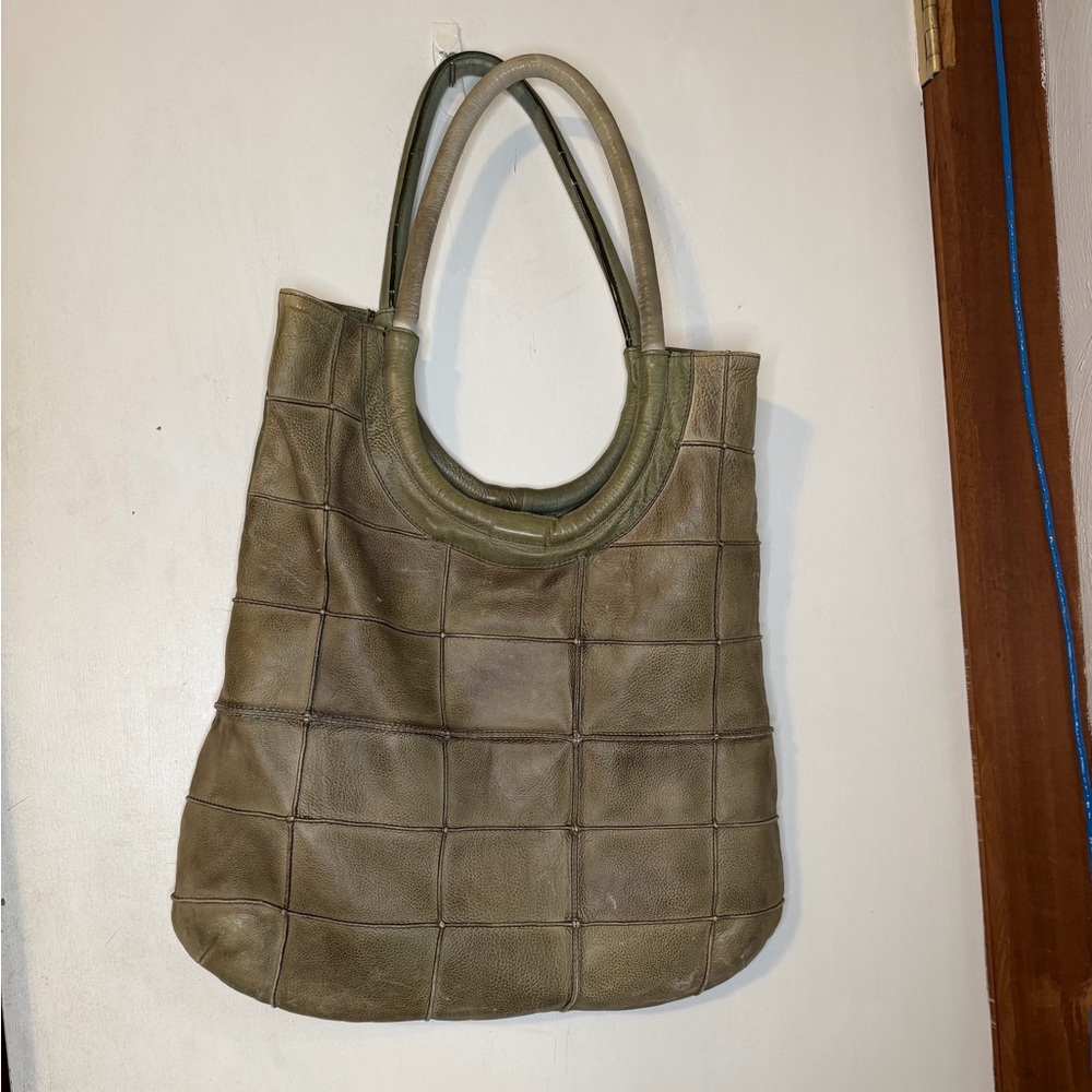 Anthropologie Taupe Leather Tote Bag